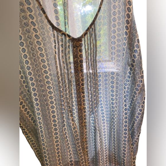 RVCA Sheer Long Sleeveless Button Down Top Or Cover Up Over Swimsuit/ Leggings - Picture 8 of 13
